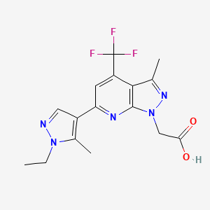 molecular formula C16H16F3N5O2 B4664541 [6-(1-ethyl-5-methyl-1H-pyrazol-4-yl)-3-methyl-4-(trifluoromethyl)-1H-pyrazolo[3,4-b]pyridin-1-yl]acetic acid 