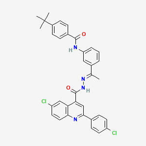 molecular formula C35H30Cl2N4O2 B4664556 4-tert-butyl-N-[3-(N-{[6-chloro-2-(4-chlorophenyl)-4-quinolinyl]carbonyl}ethanehydrazonoyl)phenyl]benzamide 