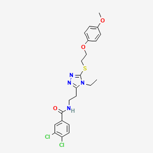 molecular formula C22H24Cl2N4O3S B4664617 3,4-dichloro-N-[2-(4-ethyl-5-{[2-(4-methoxyphenoxy)ethyl]thio}-4H-1,2,4-triazol-3-yl)ethyl]benzamide 