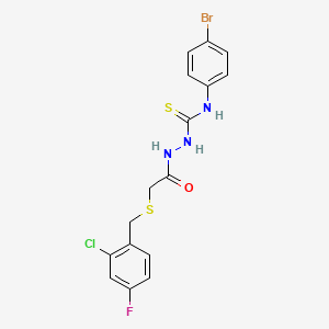 molecular formula C16H14BrClFN3OS2 B4664624 N-(4-bromophenyl)-2-{[(2-chloro-4-fluorobenzyl)thio]acetyl}hydrazinecarbothioamide 