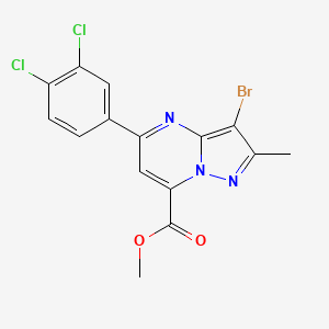 molecular formula C15H10BrCl2N3O2 B4664694 methyl 3-bromo-5-(3,4-dichlorophenyl)-2-methylpyrazolo[1,5-a]pyrimidine-7-carboxylate 