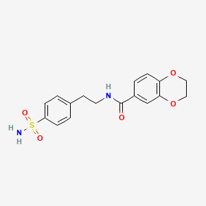 molecular formula C17H18N2O5S B4664714 N-{2-[4-(aminosulfonyl)phenyl]ethyl}-2,3-dihydro-1,4-benzodioxine-6-carboxamide 