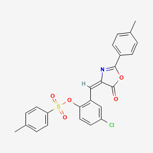 molecular formula C24H18ClNO5S B4664816 4-chloro-2-{[2-(4-methylphenyl)-5-oxo-1,3-oxazol-4(5H)-ylidene]methyl}phenyl 4-methylbenzenesulfonate 