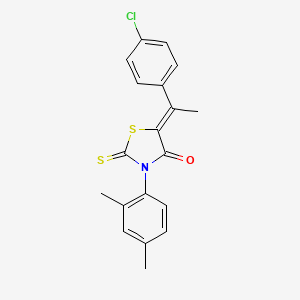 molecular formula C19H16ClNOS2 B4664861 5-[1-(4-chlorophenyl)ethylidene]-3-(2,4-dimethylphenyl)-2-thioxo-1,3-thiazolidin-4-one 