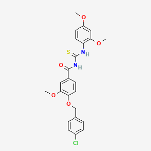 molecular formula C24H23ClN2O5S B4664880 4-[(4-chlorobenzyl)oxy]-N-{[(2,4-dimethoxyphenyl)amino]carbonothioyl}-3-methoxybenzamide 