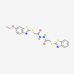 2-(1,3-benzothiazol-2-ylthio)-N'-{[(6-ethoxy-1,3-benzothiazol-2-yl)thio]acetyl}acetohydrazide