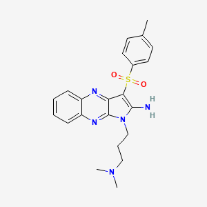 molecular formula C22H25N5O2S B4665003 1-[3-(dimethylamino)propyl]-3-[(4-methylphenyl)sulfonyl]-1H-pyrrolo[2,3-b]quinoxalin-2-amine 