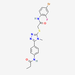 molecular formula C20H19BrFN5O2S B4665004 N-{4-[5-({2-[(4-bromo-2-fluorophenyl)amino]-2-oxoethyl}thio)-4-methyl-4H-1,2,4-triazol-3-yl]phenyl}propanamide 