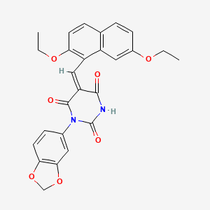 molecular formula C26H22N2O7 B4665053 1-(1,3-benzodioxol-5-yl)-5-[(2,7-diethoxy-1-naphthyl)methylene]-2,4,6(1H,3H,5H)-pyrimidinetrione 