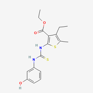molecular formula C17H20N2O3S2 B4665067 ethyl 4-ethyl-2-({[(3-hydroxyphenyl)amino]carbonothioyl}amino)-5-methyl-3-thiophenecarboxylate 