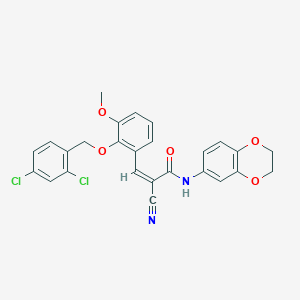 2-cyano-3-{2-[(2,4-dichlorobenzyl)oxy]-3-methoxyphenyl}-N-(2,3-dihydro-1,4-benzodioxin-6-yl)acrylamide