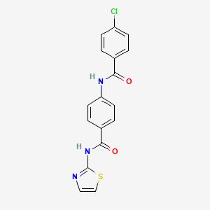molecular formula C17H12ClN3O2S B4665077 4-chloro-N-{4-[(1,3-thiazol-2-ylamino)carbonyl]phenyl}benzamide 