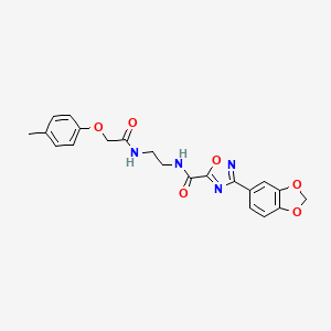 molecular formula C21H20N4O6 B4665093 3-(1,3-benzodioxol-5-yl)-N-(2-{[(4-methylphenoxy)acetyl]amino}ethyl)-1,2,4-oxadiazole-5-carboxamide 