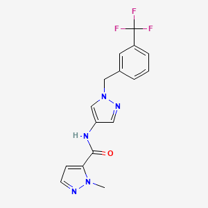 molecular formula C16H14F3N5O B4665128 1-methyl-N-{1-[3-(trifluoromethyl)benzyl]-1H-pyrazol-4-yl}-1H-pyrazole-5-carboxamide 