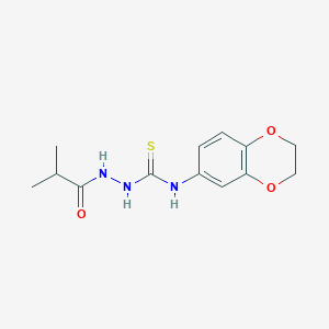 molecular formula C13H17N3O3S B4665144 N-(2,3-dihydro-1,4-benzodioxin-6-yl)-2-isobutyrylhydrazinecarbothioamide 