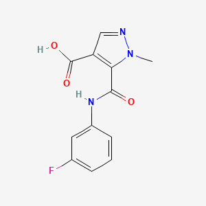 molecular formula C12H10FN3O3 B4665190 5-{[(3-fluorophenyl)amino]carbonyl}-1-methyl-1H-pyrazole-4-carboxylic acid 