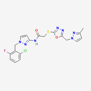 N-[1-(2-chloro-6-fluorobenzyl)-1H-pyrazol-3-yl]-2-({5-[(3-methyl-1H-pyrazol-1-yl)methyl]-1,3,4-oxadiazol-2-yl}thio)acetamide