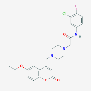 molecular formula C24H25ClFN3O4 B4665221 N-(3-chloro-4-fluorophenyl)-2-{4-[(6-ethoxy-2-oxo-2H-chromen-4-yl)methyl]-1-piperazinyl}acetamide 