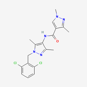 molecular formula C18H19Cl2N5O B4665233 N-[1-(2,6-dichlorobenzyl)-3,5-dimethyl-1H-pyrazol-4-yl]-1,3-dimethyl-1H-pyrazole-4-carboxamide 