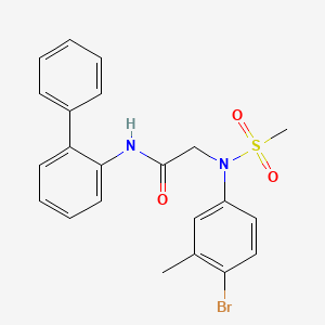 molecular formula C22H21BrN2O3S B4665239 N~1~-2-biphenylyl-N~2~-(4-bromo-3-methylphenyl)-N~2~-(methylsulfonyl)glycinamide 