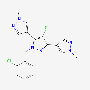 molecular formula C18H16Cl2N6 B4665249 4'-chloro-1'-(2-chlorobenzyl)-1,1''-dimethyl-1H,1'H,1''H-4,3':5',4''-terpyrazole 