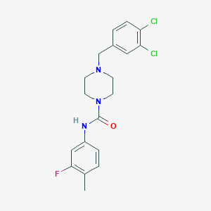 molecular formula C19H20Cl2FN3O B4665261 4-(3,4-dichlorobenzyl)-N-(3-fluoro-4-methylphenyl)-1-piperazinecarboxamide 