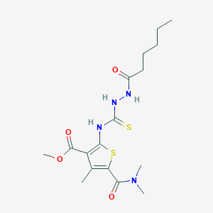 molecular formula C17H26N4O4S2 B4665278 methyl 5-[(dimethylamino)carbonyl]-2-{[(2-hexanoylhydrazino)carbonothioyl]amino}-4-methyl-3-thiophenecarboxylate 