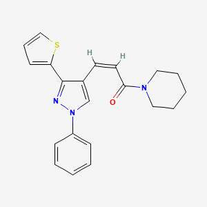 molecular formula C21H21N3OS B4665312 1-{3-[1-phenyl-3-(2-thienyl)-1H-pyrazol-4-yl]acryloyl}piperidine 