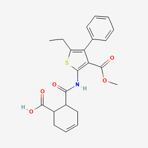 molecular formula C22H23NO5S B4665321 6-({[5-ethyl-3-(methoxycarbonyl)-4-phenyl-2-thienyl]amino}carbonyl)-3-cyclohexene-1-carboxylic acid 