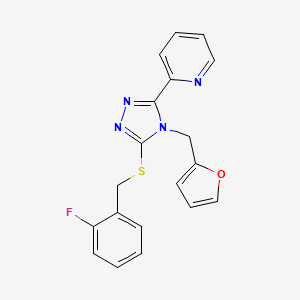 molecular formula C19H15FN4OS B4665340 2-[5-[(2-fluorobenzyl)thio]-4-(2-furylmethyl)-4H-1,2,4-triazol-3-yl]pyridine 