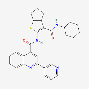 molecular formula C29H28N4O2S B4665347 N-{3-[(cyclohexylamino)carbonyl]-5,6-dihydro-4H-cyclopenta[b]thien-2-yl}-2-(3-pyridinyl)-4-quinolinecarboxamide 