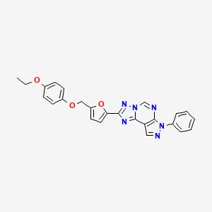 molecular formula C25H20N6O3 B4665372 2-{5-[(4-ethoxyphenoxy)methyl]-2-furyl}-7-phenyl-7H-pyrazolo[4,3-e][1,2,4]triazolo[1,5-c]pyrimidine 