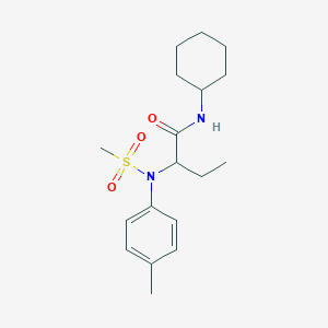 molecular formula C18H28N2O3S B4665382 N-cyclohexyl-2-[(4-methylphenyl)(methylsulfonyl)amino]butanamide 