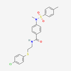 molecular formula C23H23ClN2O3S2 B4665388 N-{2-[(4-chlorophenyl)thio]ethyl}-4-{methyl[(4-methylphenyl)sulfonyl]amino}benzamide 