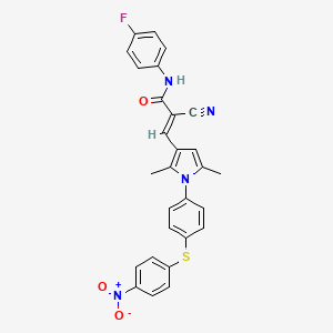 molecular formula C28H21FN4O3S B4665409 2-cyano-3-(2,5-dimethyl-1-{4-[(4-nitrophenyl)thio]phenyl}-1H-pyrrol-3-yl)-N-(4-fluorophenyl)acrylamide 