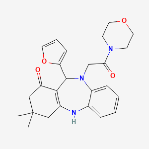 molecular formula C25H29N3O4 B4665416 11-(2-furyl)-3,3-dimethyl-10-(2-morpholin-4-yl-2-oxoethyl)-2,3,4,5,10,11-hexahydro-1H-dibenzo[b,e][1,4]diazepin-1-one 