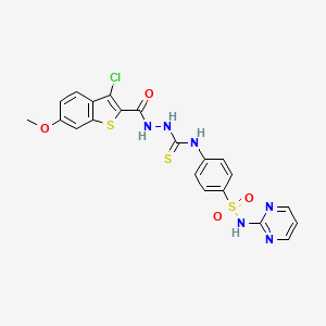 molecular formula C21H17ClN6O4S3 B4665429 2-[(3-chloro-6-methoxy-1-benzothien-2-yl)carbonyl]-N-{4-[(2-pyrimidinylamino)sulfonyl]phenyl}hydrazinecarbothioamide 