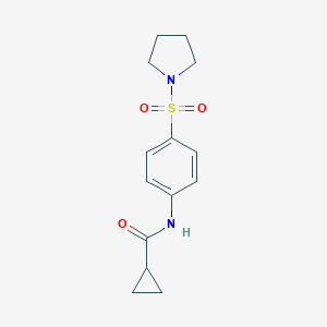 molecular formula C14H18N2O3S B466545 N-[4-(pyrrolidin-1-ylsulfonyl)phenyl]cyclopropanecarboxamide CAS No. 433696-20-9