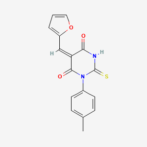 molecular formula C16H12N2O3S B4665459 5-(2-furylmethylene)-1-(4-methylphenyl)-2-thioxodihydro-4,6(1H,5H)-pyrimidinedione 