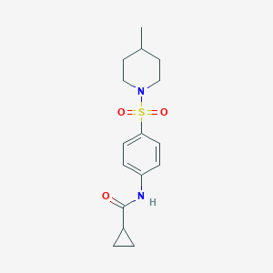 molecular formula C16H22N2O3S B466547 N-{4-[(4-methylpiperidin-1-yl)sulfonyl]phenyl}cyclopropanecarboxamide CAS No. 458554-46-6