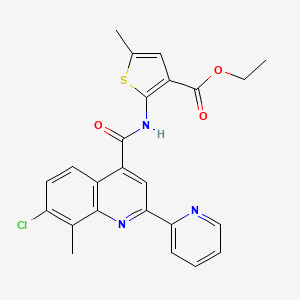 ethyl 2-({[7-chloro-8-methyl-2-(2-pyridinyl)-4-quinolinyl]carbonyl}amino)-5-methyl-3-thiophenecarboxylate