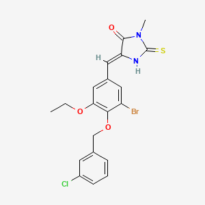 5-{3-bromo-4-[(3-chlorobenzyl)oxy]-5-ethoxybenzylidene}-3-methyl-2-thioxo-4-imidazolidinone