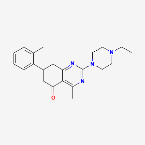 molecular formula C22H28N4O B4665545 2-(4-ethyl-1-piperazinyl)-4-methyl-7-(2-methylphenyl)-7,8-dihydro-5(6H)-quinazolinone 