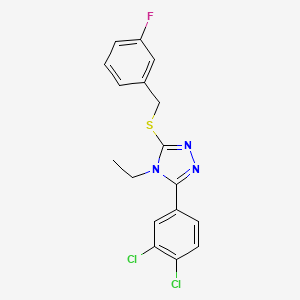 molecular formula C17H14Cl2FN3S B4665548 3-(3,4-dichlorophenyl)-4-ethyl-5-[(3-fluorobenzyl)thio]-4H-1,2,4-triazole 