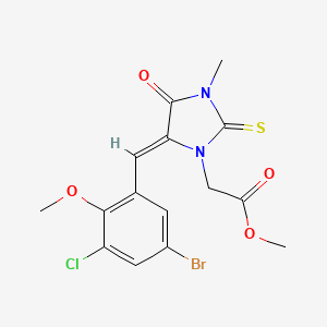 molecular formula C15H14BrClN2O4S B4665559 methyl [5-(5-bromo-3-chloro-2-methoxybenzylidene)-3-methyl-4-oxo-2-thioxo-1-imidazolidinyl]acetate 