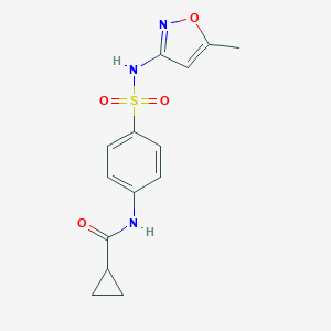 molecular formula C14H15N3O4S B466556 N-(4-{[(5-methyl-3-isoxazolyl)amino]sulfonyl}phenyl)cyclopropanecarboxamide CAS No. 433695-48-8