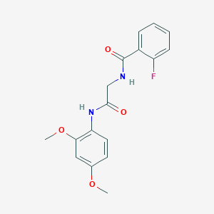 molecular formula C17H17FN2O4 B4665574 N-{2-[(2,4-dimethoxyphenyl)amino]-2-oxoethyl}-2-fluorobenzamide 