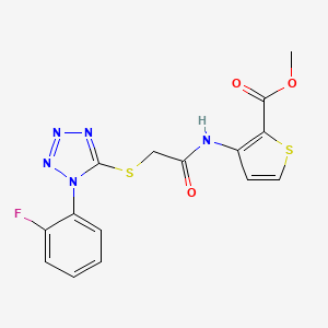 molecular formula C15H12FN5O3S2 B4665575 methyl 3-[({[1-(2-fluorophenyl)-1H-tetrazol-5-yl]thio}acetyl)amino]-2-thiophenecarboxylate 