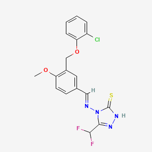 molecular formula C18H15ClF2N4O2S B4665587 4-({3-[(2-chlorophenoxy)methyl]-4-methoxybenzylidene}amino)-5-(difluoromethyl)-4H-1,2,4-triazole-3-thiol 