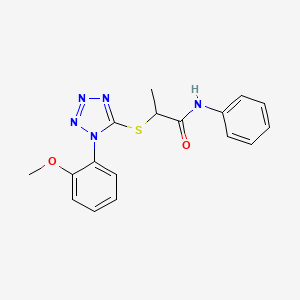molecular formula C17H17N5O2S B4665605 2-{[1-(2-methoxyphenyl)-1H-tetrazol-5-yl]thio}-N-phenylpropanamide 